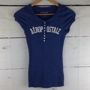Aēropostale women's sz M Medium Blue T Shirt EUC